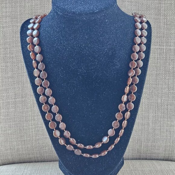 Women Necklace Brown Plastic Beads Long Necklace Fashion Jewelry Unbranded - Picture 4 of 11